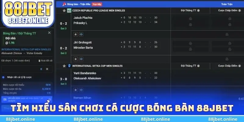 Tìm hiểu sân chơi cá cược bóng bàn 88jbet